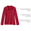 image:imageLands End School Uniform Girls Long Sleeve Feminine Fit Interlock Polo ShirtRed