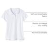 image:imageLands End School Uniform Girls Short Sleeve Feminine Fit Interlock Polo ShirtWhite