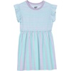image:imageLands End Girls Gathered Waist Tunic TopAqua Lilac Stripe