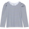 image:imageLands End Girls Long Sleeve Graphic Tee with Puff ShoulderNavyIvory Stripe
