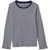 image:imageLands End Girls Long Sleeve Pointelle Knit ShirtNavyCream Ditsy Stripe