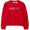 image:imageLands End Girls Puff Shoulder Crew Neck SweatshirtApple Red Merry