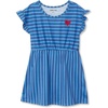 image:imageLands End Girls Short Sleeve Gathered Waist Tunic TopBlue Heart Stripe