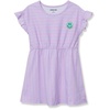 image:imageLands End Girls Short Sleeve Gathered Waist Tunic TopPurple Stripe Smiley Face