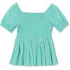image:imageLands End Girls Short Sleeve Smocked Woven TopAqua Ice
