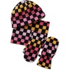 image:imageLands End Kids Cozy Fleece HatScarfGloves SetGradient CheckRaspberry