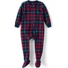 image:imageLands End Kids Footed Fleece SleeperRedDark Navy Multi Plaid