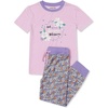 image:imageLands End Kids Short Sleeve Top and Jogger Bottom Pajama SetPurple Graze Ditsy Floral