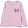 image:imageLands End Kids Soft Jersey Pocket Sleep Top  UltraSoft Cotton Blend TagFree Cozy Fit Fun for Bedtime ComfortGuava Pink Plaid