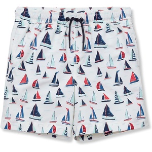 image:imageLands End Boys Print Swim TrunksSailboatsWhite