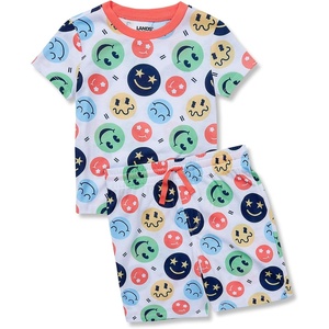 image:imageLands End Boys Short Sleeve Tee and Shorts Pajama SetSmiley FacesWhite