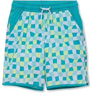 image:imageLands End Boys Stretch Hydroliner Sport Swim TrunkCheckersTurquoise
