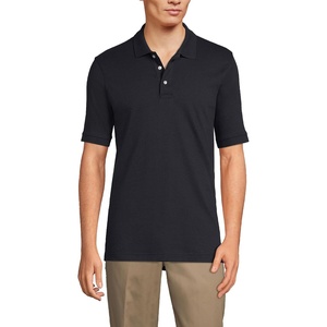 image:imageLands End Essentials Mens Long Sleeve All Day Comfort Polo Shirt  100 Cotton Wont Shrink Pill FadeBlack