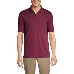 image:imageLands End Essentials Mens Long Sleeve All Day Comfort Polo Shirt  100 Cotton Wont Shrink Pill FadeBurgundy