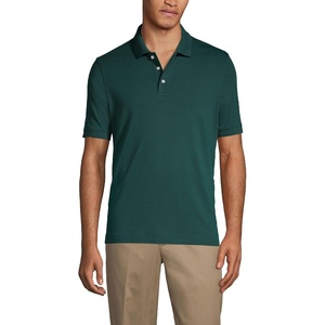 image:imageLands End Essentials Mens Long Sleeve All Day Comfort Polo Shirt  100 Cotton Wont Shrink Pill FadeEvergreen