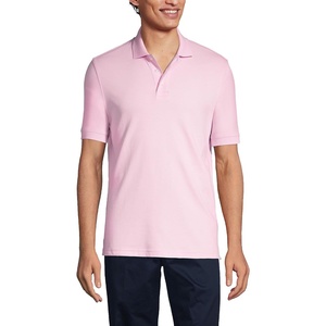 image:imageLands End Essentials Mens Long Sleeve All Day Comfort Polo Shirt  100 Cotton Wont Shrink Pill FadeIce Pink