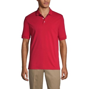 image:imageLands End Essentials Mens Long Sleeve All Day Comfort Polo Shirt  100 Cotton Wont Shrink Pill FadeRed