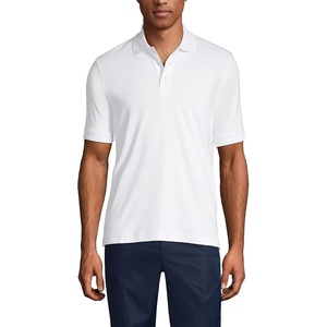 image:imageLands End Essentials Mens Long Sleeve All Day Comfort Polo Shirt  100 Cotton Wont Shrink Pill FadeWhite
