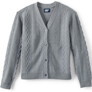 image:imageLands End Girls Button Front Cable CardiganGray Heather