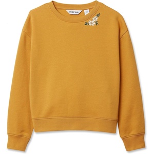 image:imageLands End Girls Crew Neck Embroidered SweatshirtAmber Gold Floral