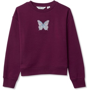 image:imageLands End Girls Crew Neck Embroidered SweatshirtPlum Butterfly