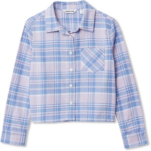 image:imageLands End Girls Flannel ShirtPurple Warm Plaid