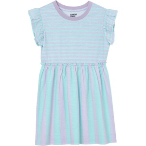 image:imageLands End Girls Gathered Waist Tunic TopAqua Lilac Stripe