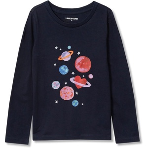 image:imageLands End Girls Graphic Tee ShirtClassic Navy Planets