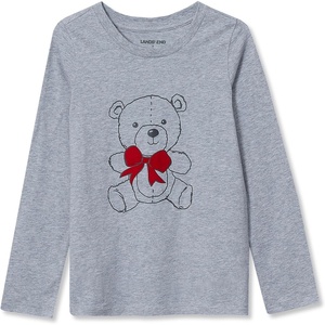 image:imageLands End Girls Graphic Tee ShirtGray Heather Teddy Bear