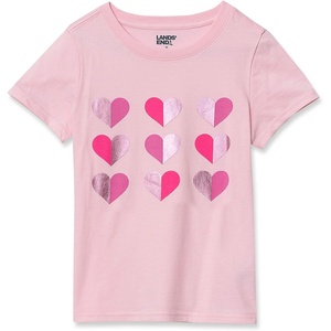 image:imageLands End Girls Graphic TeeHeartsFoilPink