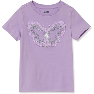image:imageLands End Girls Graphic TeeSequins ButterflyLilac