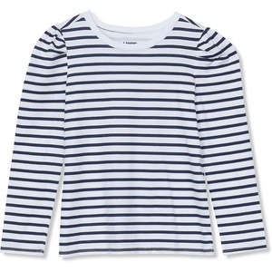image:imageLands End Girls Long Sleeve Graphic Tee with Puff ShoulderNavyIvory Stripe