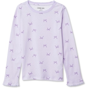 image:imageLands End Girls Long Sleeve Pointelle Knit ShirtPurple Ditsy Bows
