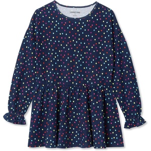 image:imageLands End Girls Long Sleeve Ruffle Tunic Top  Soft Cotton Flowy Fit Feminine Details Perfect for LayeringNavy Multi Dots