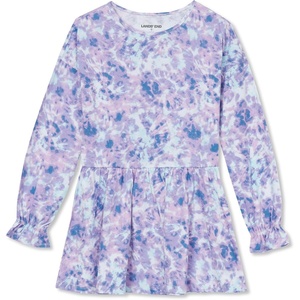 image:imageLands End Girls Long Sleeve Ruffle Tunic Top  Soft Cotton Flowy Fit Feminine Details Perfect for LayeringPurple Tie Dye Swirl