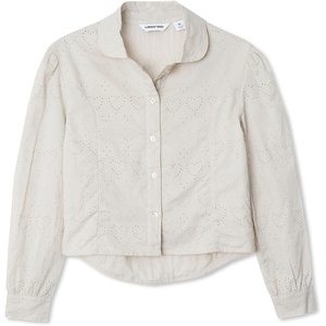 image:imageLands End Girls Long Sleeve Woven Hearts TopHeartsSand Khaki