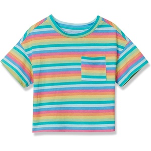 image:imageLands End Girls Meet and Greet Pocket TeeRainbow Multi Stripe