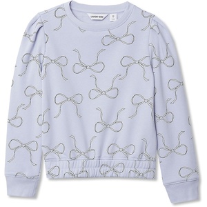 image:imageLands End Girls Puff Shoulder Crew Neck SweatshirtWashed Purple Bows