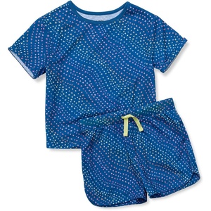 image:imageLands End Girls Short Sleeve Tee and Shorts Pajama SetStargazerCopen Blue