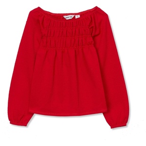 image:imageLands End Girls Smocked Long Sleeve Knit ShirtApple Red
