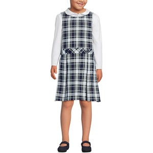 image:imageLands End Girls Uniform Plaid JumperClassic Navy Multi Plaid