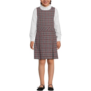 image:imageLands End Girls Uniform Plaid JumperGray HeatherMaroon Plaid