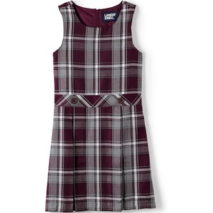 image:imageLands End Girls Uniform Plaid JumperPlaid BurgundyGray