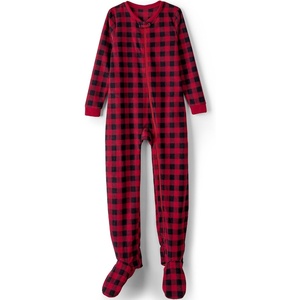image:imageLands End Kids Footed Fleece SleeperRed Buffalo Plaid