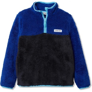image:imageLands End Kids Heritage Fleece Quarter Zip Pullover TopBright BlueClassic Navy