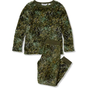 image:imageLands End Kids Long Sleeve Plush Fleece Pajama SetGreen Camo Land