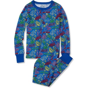 image:imageLands End Kids Pattern Snug Fit Pajama SetCobalt Retro Dinos