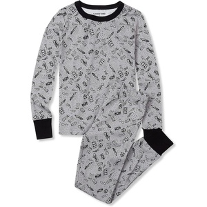 image:imageLands End Kids Pattern Snug Fit Pajama SetGraphicWhiteBlack