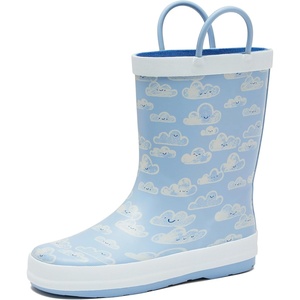 image:imageLands End Kids Waterproof Rain BootsLight Blue Clouds