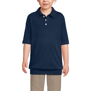 image:imageLands End School Uniform Big Kids Short Sleeve Banded Bottom Polo ShirtClassic Navy